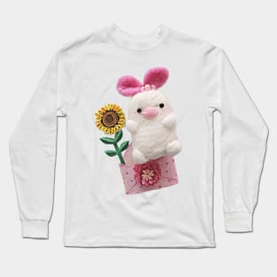 Felted Bunny/ Flower Bunny/Birthday /handmade/love/cute/little girl/baby Long Sleeve T-Shirt